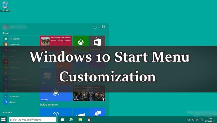Customize Start Menu in Windows 10
