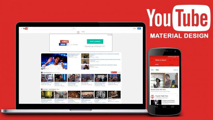 Open YouTube website in Material Design view